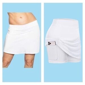 BlevonH white workout skirt with shorts underneath